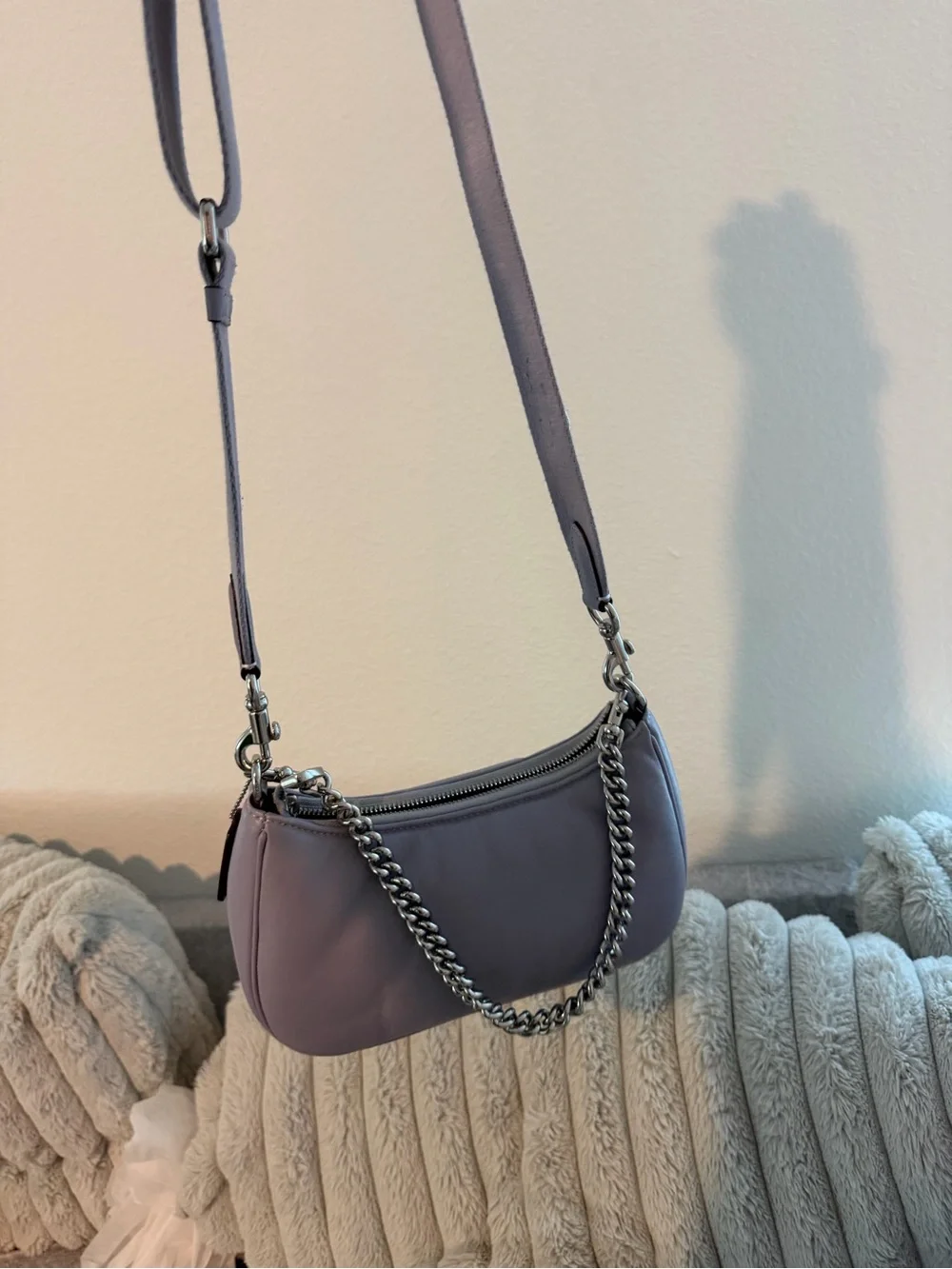 Coach lilac pillow tabby Leather Shoulder Bag with Chain and Webbing Strap